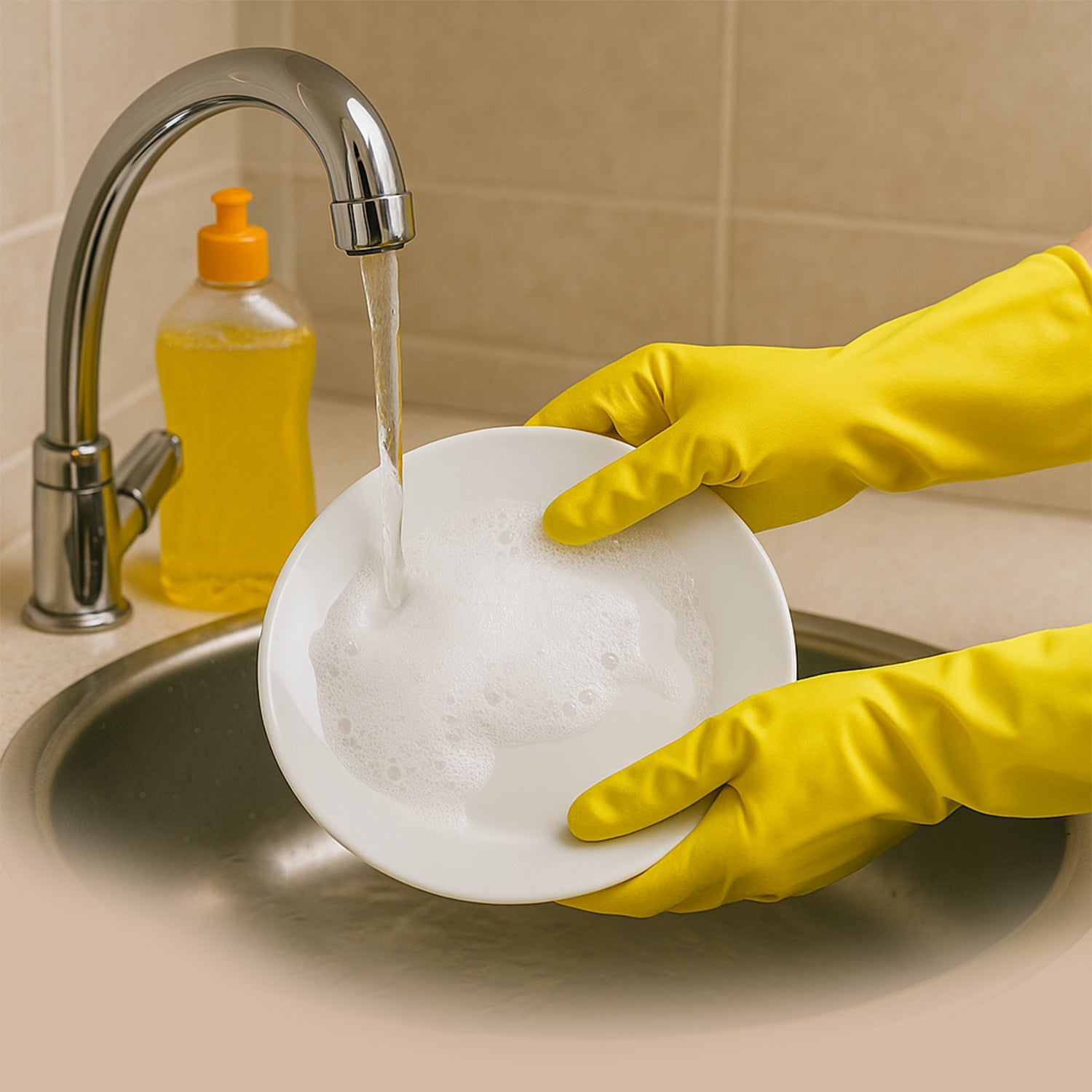 2 pair med yellow gloves For Types Of Purposes Like Washing Utensils, Gardening And Cleaning Toilet Etc. 2 pair med yellow gloves For Types Of Purposes Like Washing Utensils, Gardening And Cleaning Toilet Etc.